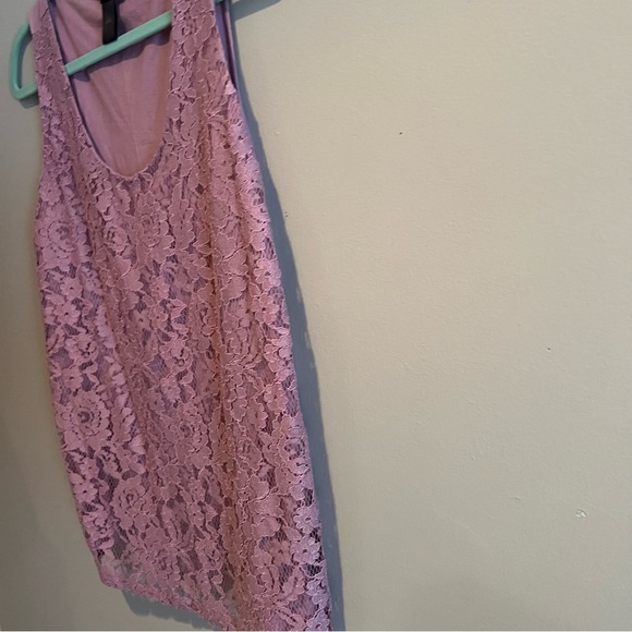 Ann Taylor Factory Pink Lace / Crochet Tank Top Size L - Picture 3 of 6
